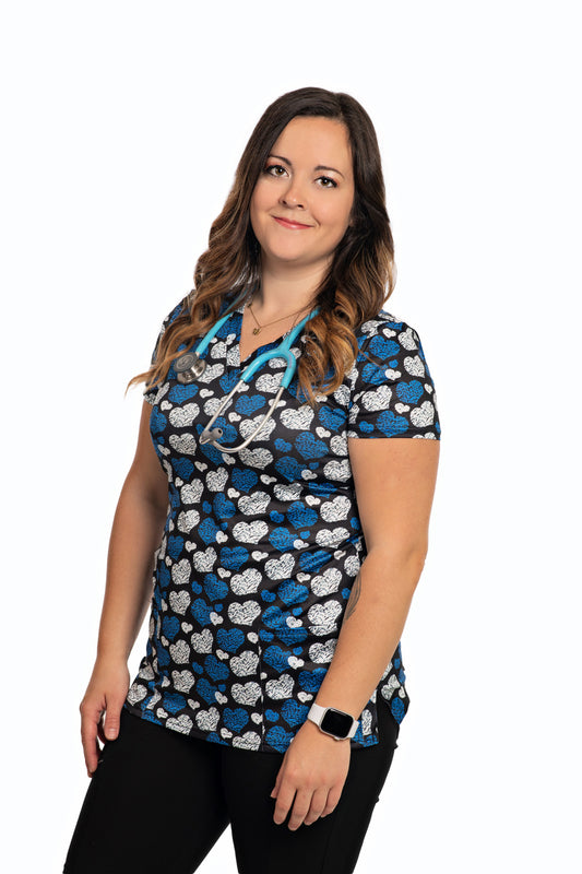 TYRESHA V-Neck Top Printed Scrub